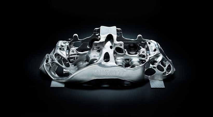 Cálipers de titanio impresos en 3D, Bugatti Chiron,