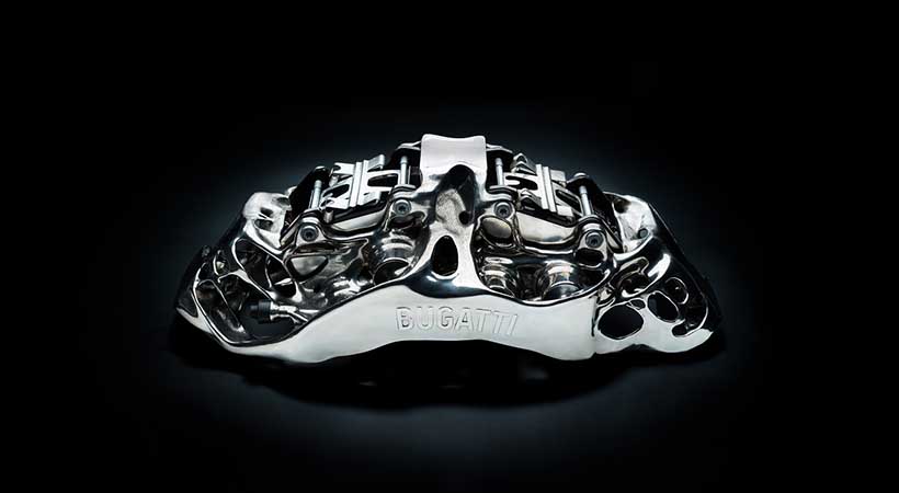 Cálipers de titanio impresos en 3D, Bugatti Chiron,