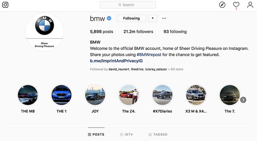 Top 15 marcas de autos en Instagram